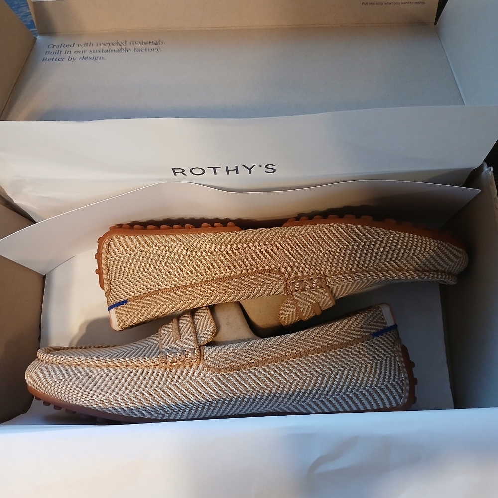 Rothy's Tan Chevron Knit Moccasin Flats - Picture 5 of 6
